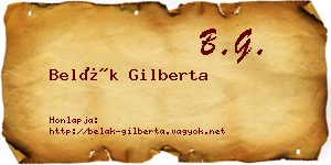 Belák Gilberta névjegykártya